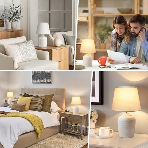 11.8’’ Small Table Lamps Set of 2 for Bedroom Kid’s Room, Beige & Cream