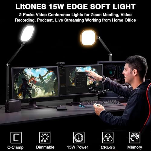 2 Packs Video Conference Light for Computer, Webcam, Video Recording
