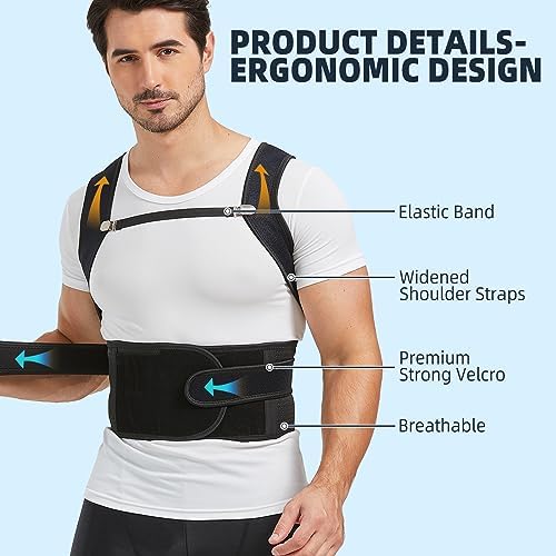 Back Brace Posture Corrector for Men and Women, Adjustable Back Straightener Support Belt Improve Posture, Back Neck Shoulder Supports for Pain Relief- Scoliosis, Hunchback Corrector （S