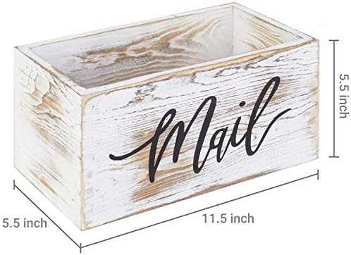 MyGift Whitewashed Wood Mail Holder Organizer Box With MAIL Design