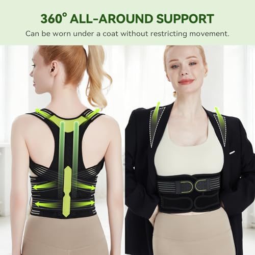 Posture Corrector for Women and Men, Breathable Full Back Brace Support