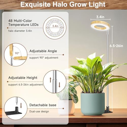Aokrean Grow Lights for Indoor Plants Growing, Full Spectrum with Base