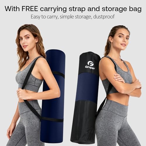 Gruper Yoga Mat Non Slip, 10/15mm Thick NBR Extra Thick Yoga Mat