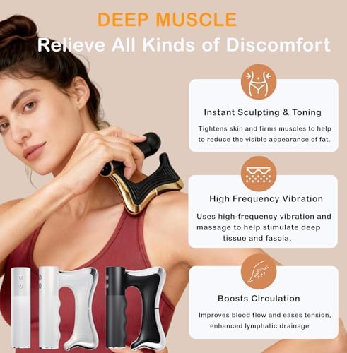 Heated Muscle Scraper Tool –Electric Fascia Knife Massager Heating and Vibration, Muscle Scraper Tool, Body Gua Sha Massage Tool,Fascia Tool Massage Tools for Deep Tissue(Black)