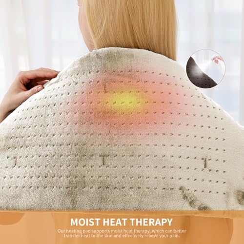 SAROO Massaging Weighted Heating Pad for Back Pain Relief,12"*24",Camel