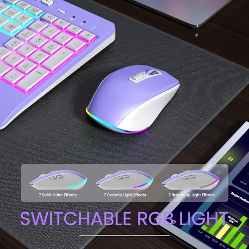 Wireless Keyboard and Mouse Combo- VEILZOR 2.4G Rechargeable Keyboard with Phone Holder, Ergonomic Wrist Rest, 9 RGB Backlit Effects, Silent Keyboard Mouse Set for Windows, Laptop, PC