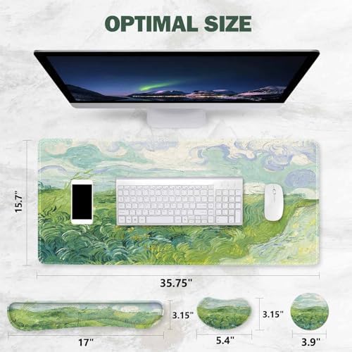 ToLuLu Extended Gaming Mouse Pad, Memory Foam Keyboard Mouse Wrist Rest Set
