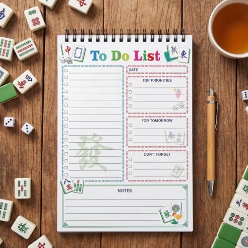 Gueevin Mahjong Gifts To Do List Notepad, Daily Planner, 50 Sheets