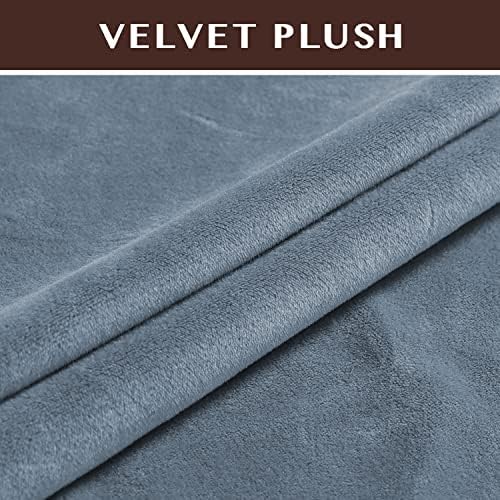 2 Pack Velvet Stretch Armrest Covers - Non Slip Sofa Chair Covers, Soft Elastic Arm Protectors for Living Room Couch, Office Chair, Recliner (Dusty Blue)