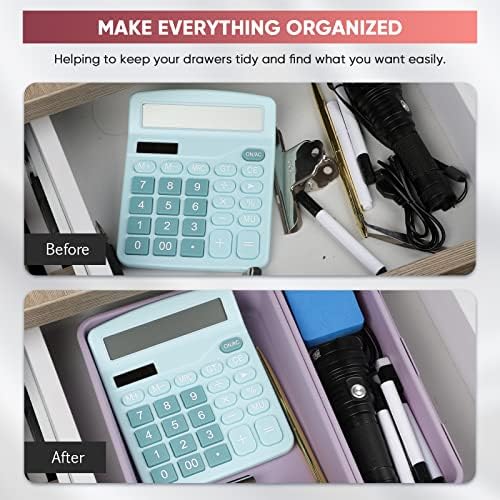 32 Pcs Desk Drawer Organizer Office Organization Tray Versatile Vanity Organizer with Nonslip Pads Makeup for Divider Drawer Storage Box Container for Kitchen Bedroom(Purple)