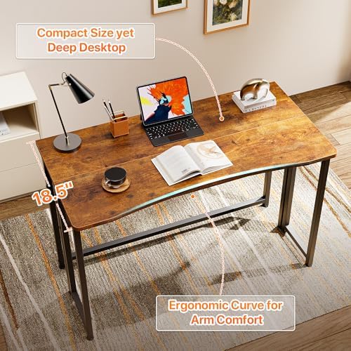 Huuger Folding Desk with Storage Shelf, 39.3 Inch Foldable Computer Table