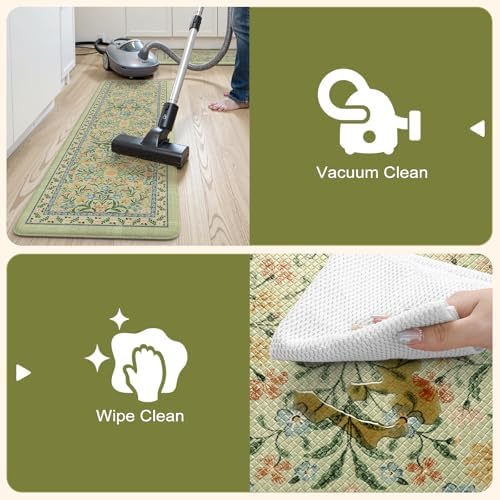 Collive Anti Fatigue Mats for Kitchen Floor, Green Kitchen Sink Rugs