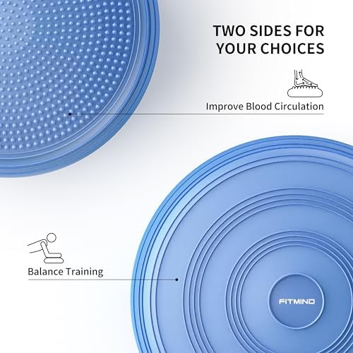 Inflated Wobble Cushion,Circular Non-slip Texture for Comfortable Sitting,Extra Thick Dyna Disc with Pump for Core Strength,Wiggle Seat to Improve Posture,Fitness,660lb Load Capacity
