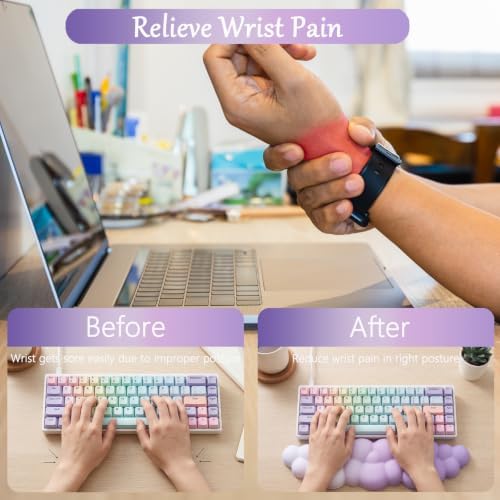 Cloud Mouse Pad Keyboard Wrist Rest for Mouse 4PCS Extended Large Stars Galaxy Space Desk Mat Pad Set Memory Foam Non-Slip Cute Ergonomic Game Mouse Wrist Support for Computer Home Office Purple Sky