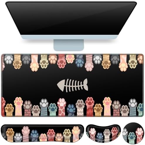 Desk Mat, Large Gaming Mouse Pad with Wrist Rest, 4 in1