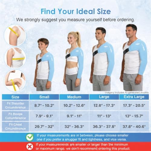ComfiTECH Shoulder Arm Ice Pack Wrap for Pitcher & Recovery, Blue, M