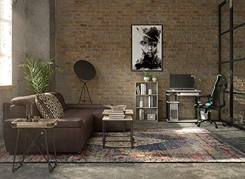 Furinno Abbott Computer Desk with Bookshelf, French Oak Grey/Black