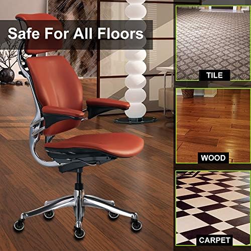 8T8 Upgraded Chair Caster Wheels 3'', Quiet and Smooth Rolling,Heavy Duty Wheels with Threaded Stem 3/8''-16x1(Not Metric M10), Safe for Hardwood Tile Carpet Floors, Set of 5
