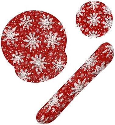 Christmas Snowflakes Keyboard Wrist Rest Pad and Mouse Pad Wrist Support Set,3-in-1 Ergonomic Mouse Pad with Non-Slip Rubber Base for Home Office Game Computers Desk,