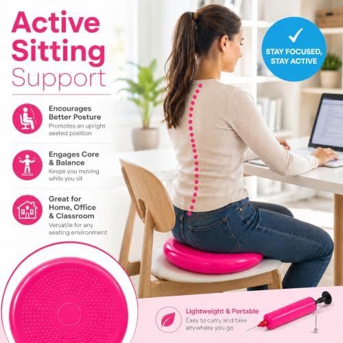 Hanstuten Wobble Seat Cushion Balance Disc - Rubber Wiggle Seat for Active Sitting, Office Desk Chair, and Core Strength Training