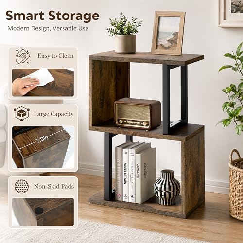 Desk Organizer & Desk Hutch Shelf, Wood, Rustic Brown