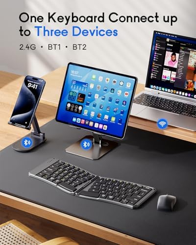 MoKo Ergonomic Foldable Keyboard, Split Portable Folding Bluetooth Keyboard