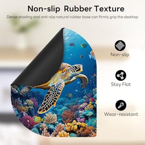 Contoured Oval Mouse Pad 6x8in Non-Slip for Laptop,Sea Turtle
