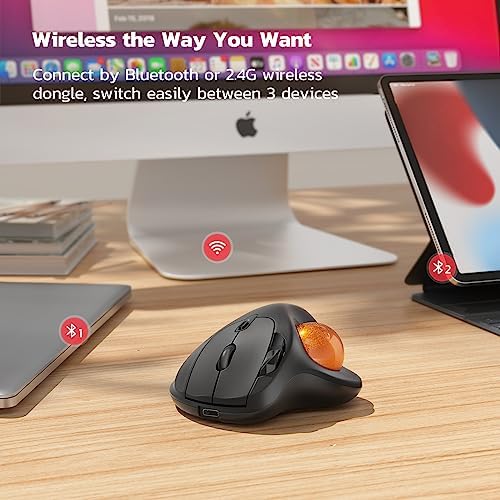Nulea M501 Wireless Trackball Mouse Ergonomic Thumb Control, 4 DPI Levels
