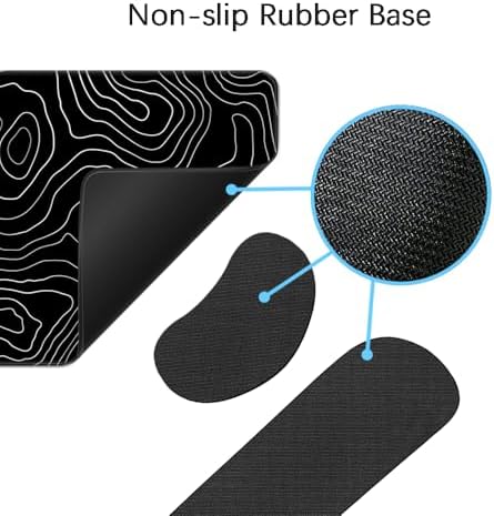 Desk Mat, Large Gaming Mouse Pad with Wrist Rest, 4 in1 XXL Mouse pad+Keyboard Wrist Rest+Mouse Pad Wrist Support+Cup Coaster Set, Ergonomic Desk Pad for Home Office, Topographic Line
