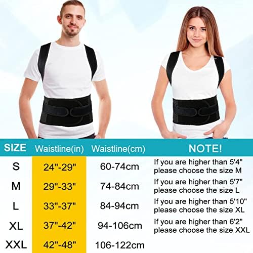 Back Brace Posture Corrector for Women and Men, Shoulder Straightener, Adjustable Full Back Support, Relief for Neck/Shoulder/Back Pain, Scoliosis & Hunchback Correction, Breathable Mesh Design (Black, Medium/Large (Waist 33"-40"))