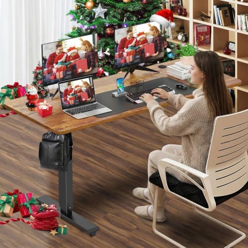 farexon 55x24 Inch Electric Standing Desk with Mouse Pad, Brown