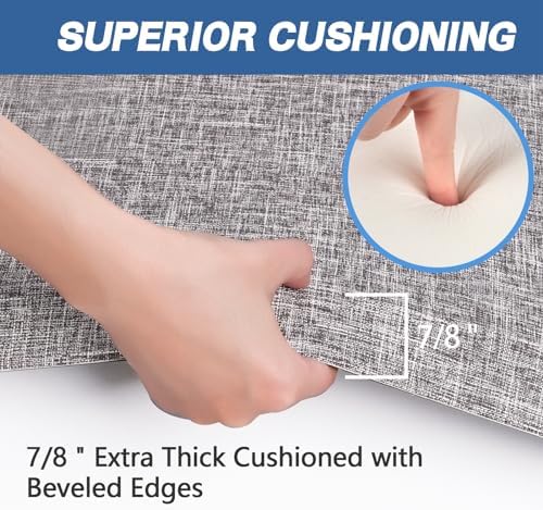 Anti Slip 7/8 inchs Anti Fatigue Kitchen Floor Mat, Ergonomic Comfort Standing Mat, Waterproof Kitchen Runner for Home, Kitchen, Office, Laundry, Garage (Light Gray, 17.3" x 95" -0.87")