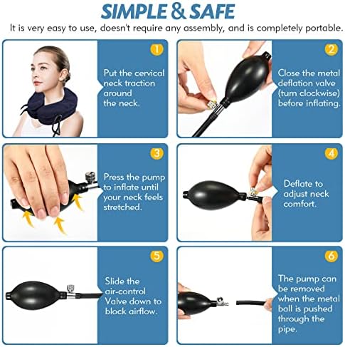 Jaximy Neck Stretcher, Neck Traction Device, Cervical Traction Device, Neck Pain Relief, Adjustable Inflatable Neck Brace & Neck Stretcher Cervical Traction, Neck Decompression Home Use (Blue)