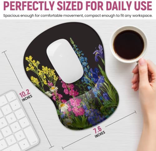 Ergonomic Mouse Pad with Wrist Rest, Gel Wrist Support, Bloom