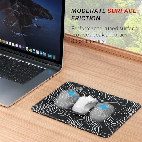 MROCO Essential Office & Gaming Mouse Pad, 8.5 x 11 Inch, Black Topographic