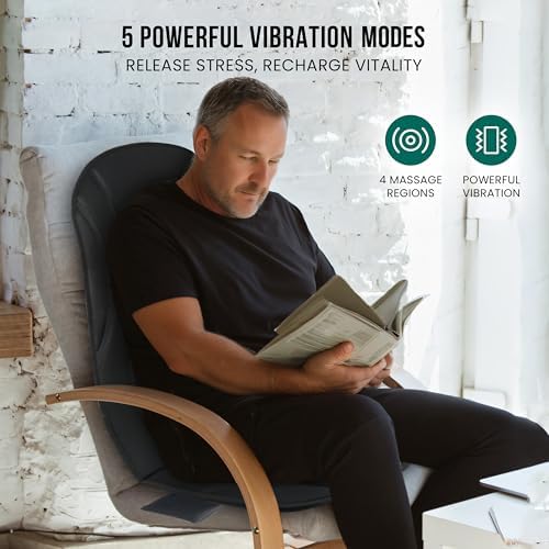 Snailax Vibration Back Massager with Heat, 8 Motors Massage Chair Pad