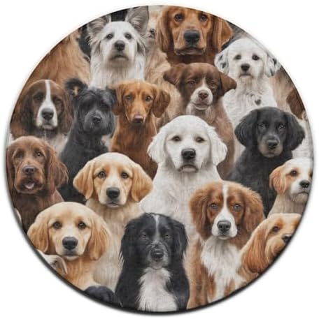 Large Home Decor Mat, Soft Round Yoga Carpet, Non Slip Machine Washable Kitchen Office Circle Rug Lover Gifts Funny Cute Dogs
