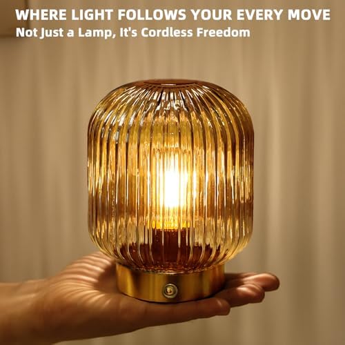 MJ PREMIER Rechargeable Table Lamp,Cordless Lamp with Memory Function,Amber