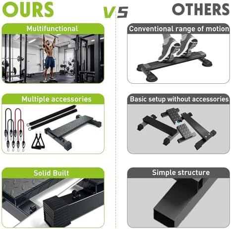 BLUSLM Multifunctional Steel Calf Raise Bar, Wide Standing Calf Raise Block for Calves Stretching, Foot Stretch Platform, Anti-Slip Squat Machine for Home Gym Workout (Black calf bar 02)