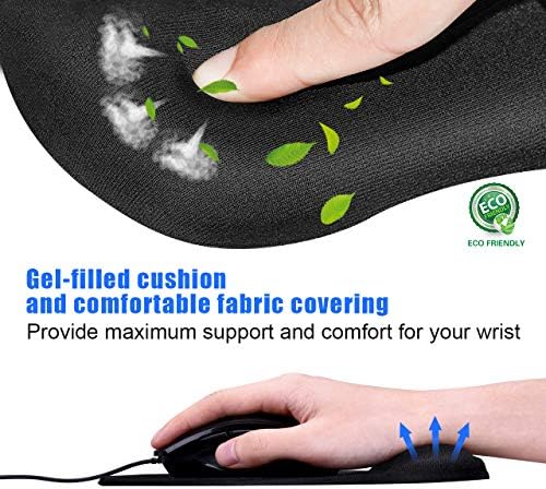 JIKIOU Ergonomic Mouse Pad with Gel Wrist Support, Comfortable Mousepad with Smooth Wrist Rest Surface and Non-Slip PU Base for Pain Relief Computer Laptop Office Home Black, 9.2 x 8.1 in (Pack of 3)