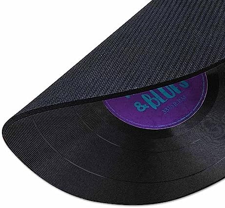Non-Slip Round Mousepad, WIRESTER Vintage Vinyl Record Purple Mouse Pad for Home, Office and Gaming Desk