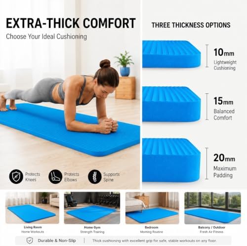 Extra Thick Yoga Mat, High Density Non-Slip Exercise Mat