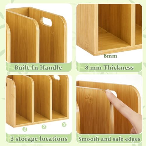 Novabright Bamboo Wooden File Magazine with Handle Holder Desk Organizer