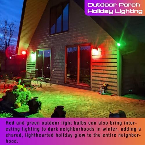 Red Green Light Bulbs 25w-40w Equivalent, Christmas Light Bulb(1Red+1Green)