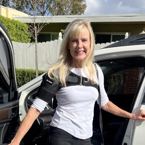 Shoulder Brace - Adjustable Shoulder Support and Compression Sleeve for Torn Rotator Cuff, AC Joint Pain Relief - Arm Immobilizer Wrap, Dislocated Shoulder for Men & Women (Black S-M)