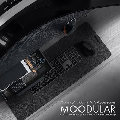 ULTRARM Moodular Wooden Monitor Stand Desk Organizer, Large 45.6" Black