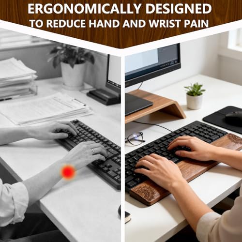 14.2in Walnut Wrist Rest Ergonomic Palm Support for 87Key Keyboard