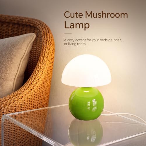 Dawnwake Mushroom Lamp Table Lamp for Bedroom-Small Desk Table Lamps,Green