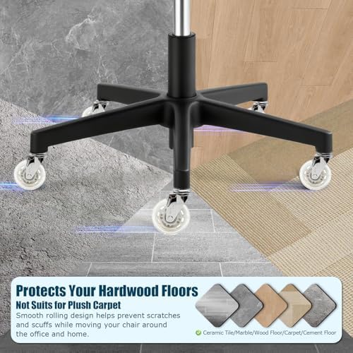 Office Chair Wheels 3 Inch, Set of 5, 880LBS Heavy Duty Casters, White