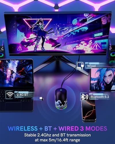 G57 Wireless Gaming Mouse, 8000 DPI, Black